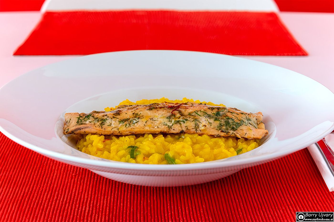 Wildlachs auf Safranrisotto