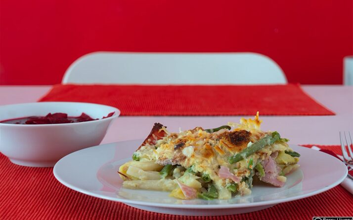 Gratinierter Spargel mit Schinken