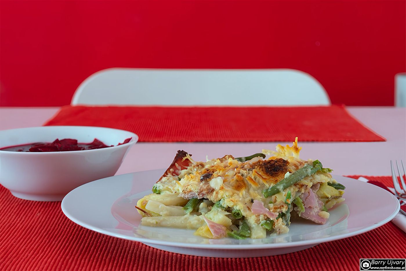 Gratinierter Spargel mit Schinken
